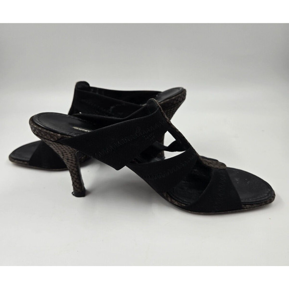 Donald J Pliner Slip On Mesh Elastic Leather Snake Sandals Size 7 M Black - Picture 4 of 10
